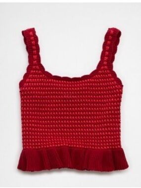 American Eagle Outfitters Red Crochet Ruffle Tank